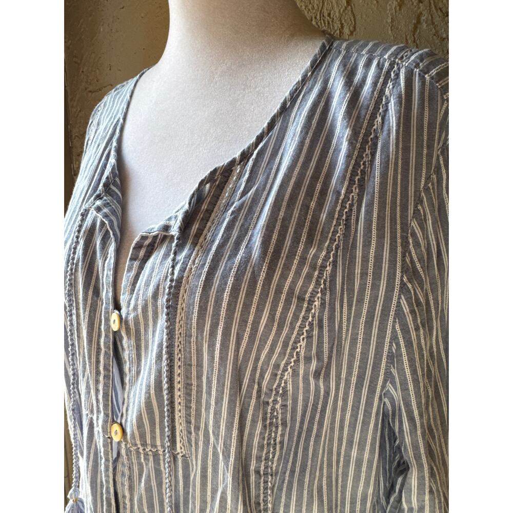 J.Jill Striped Cotton Boho Peasant Style Top - Picture 4 of 10
